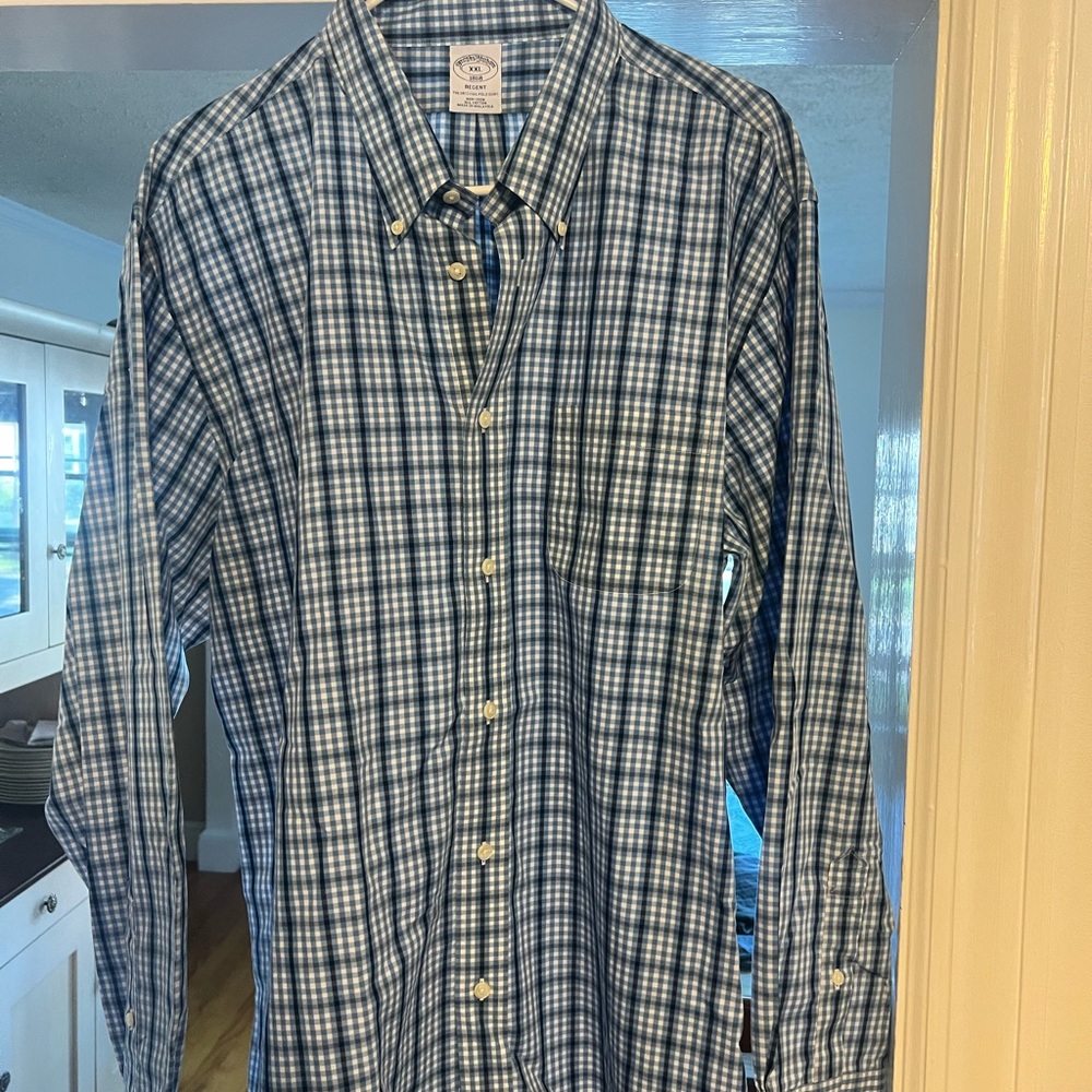 Brooks Brothers Navy and White Plaid Shirt
